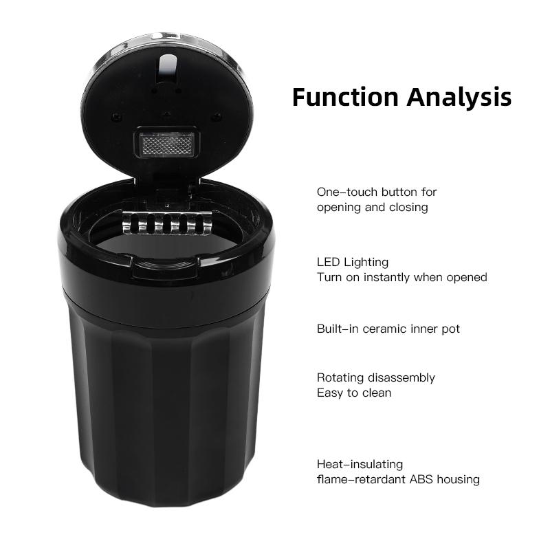 Portabicchieri Posacenere per Auto Portatile Staccabile Luce LED per Jeep Wrangler JL JK Renegade Compass Gladiator Cherokee Rubicon Willys