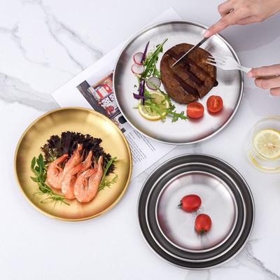 Tableware Fruit Meat Gold Silver Bone Spitting Dish Shallow Tray Metal Dining Disc Round Plate