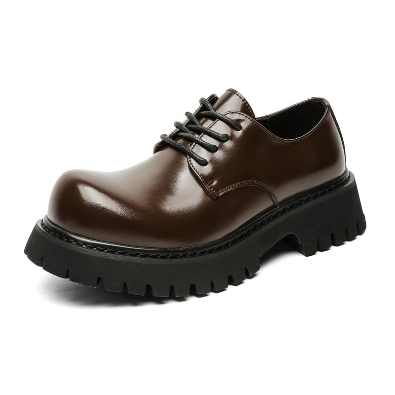 

Модная мужская повседневная обувь в ретро-стиле в британском стиле, однотонная, на толстой подошве, противоскользящая, на шнуровке, для ходьбы, удобная и прочная обувь Оксфорд 38 коричневый