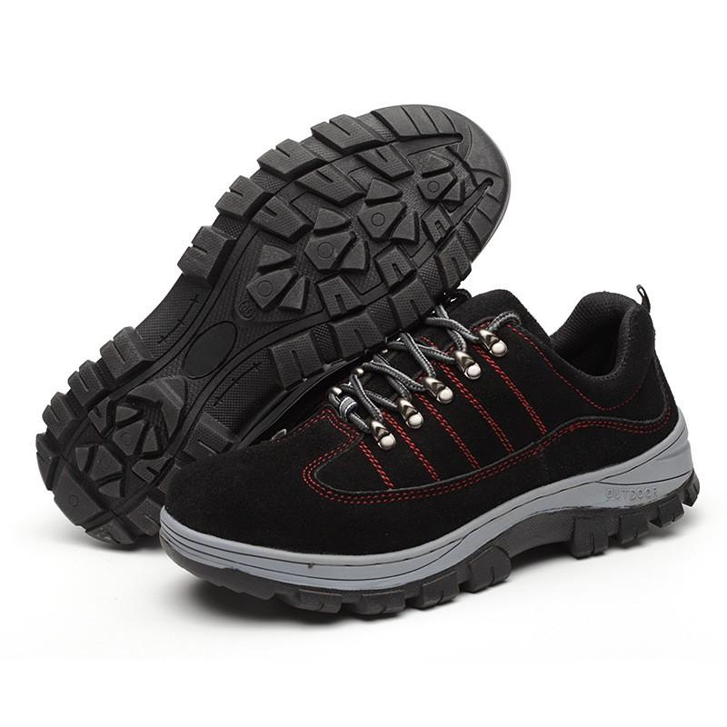Mens Steel Toe Safety Work Boots Anti-Puncture Slip Resistant Leather Low Cut Industrial Footwear