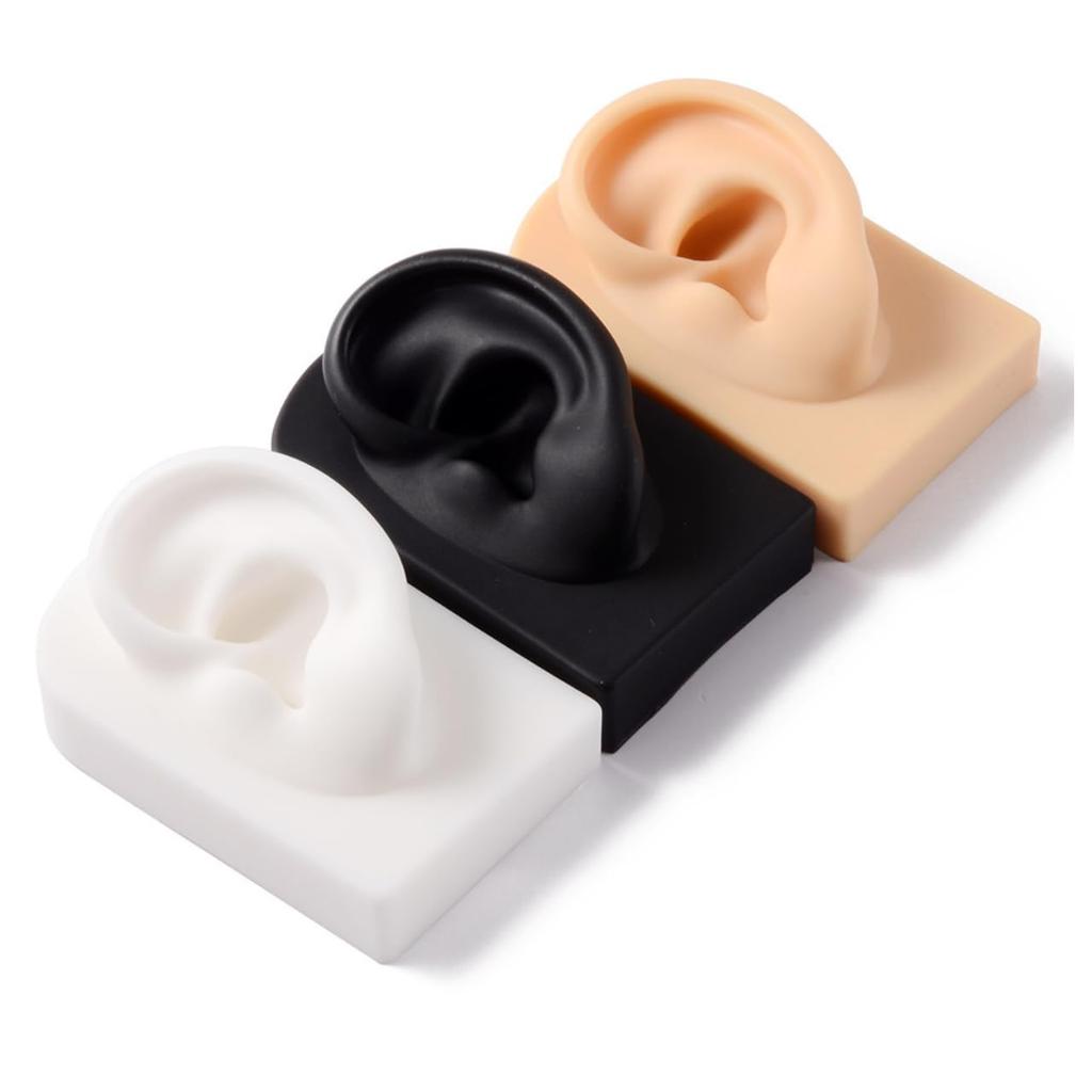 Silicone Ear Shape Model for Drawing, Fake Earrings, Left and Right Set, Accessories for Both Ears, Ear Hair, Earring Decorations, Earring Practice, E