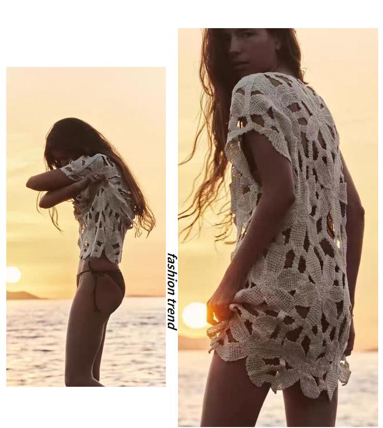 One-Sleeve Crochet Lace Beach Cover-Up for Women