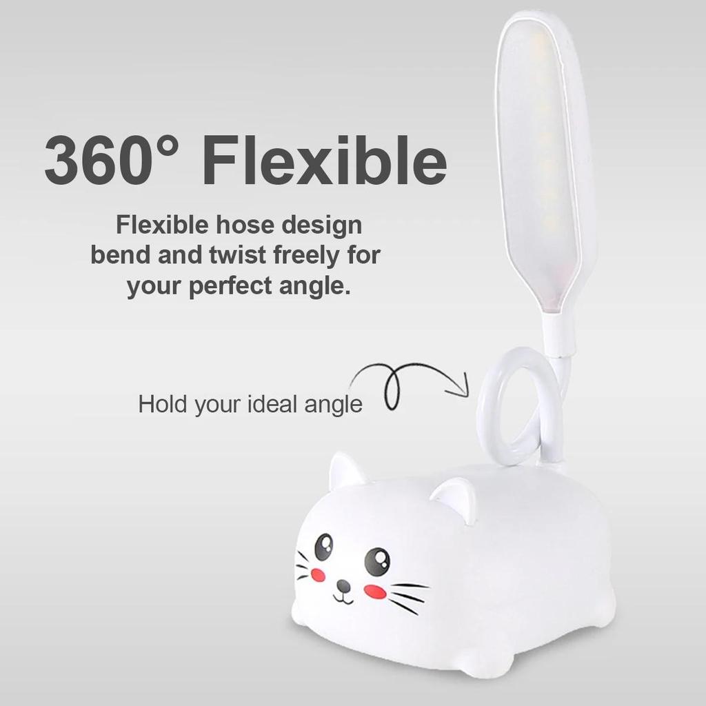 Cat Night Light Flexible Table Lamp Book Foldable Mini Creative Cute Rechargable Reading Study Cartoon Tabls Eye Protecting Desk