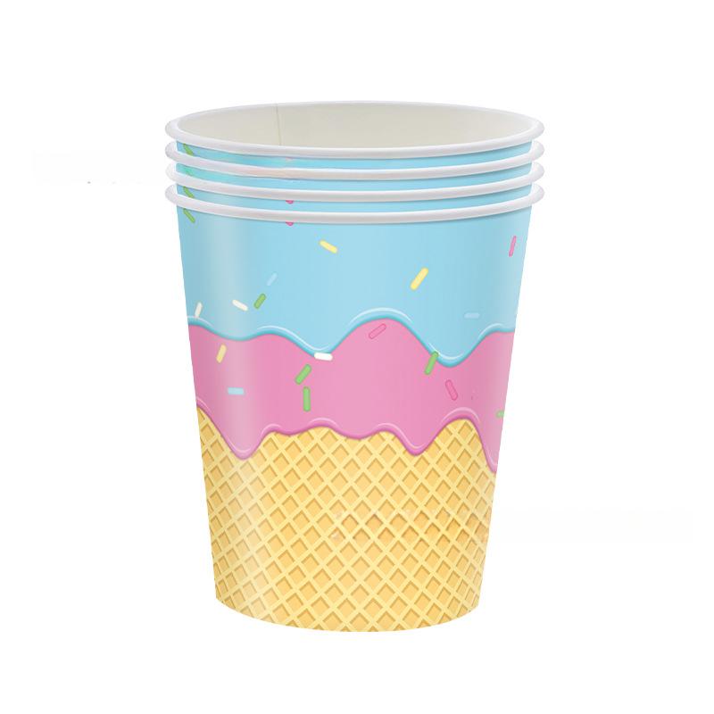 20pcs Summer Ice Cream Paper Tray Party Tissues Tablecloths Banners Decorative Items Cartoon Car Birthday Party Decorations
