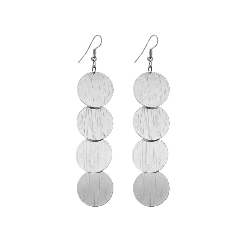 European and American Multi-Layer Hollow Metal Geometric Tassel Earrings