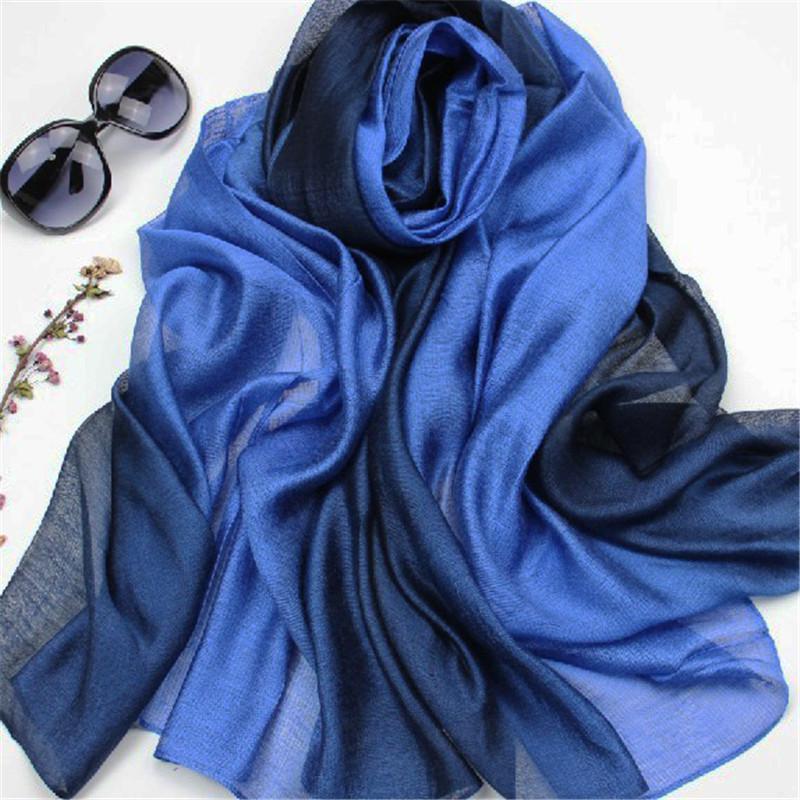 Lamaxapa 2018 New Fashion Summer/Autumn Solid Gradient Women/Lady Real 100% Silk Scarf Thin Shawls And Wrap Long Female Echarpe