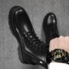 Fashion men casual stage nightclub dress platform boots black autumn winter shoes cowboy original leather boot handsome motorcycle botas