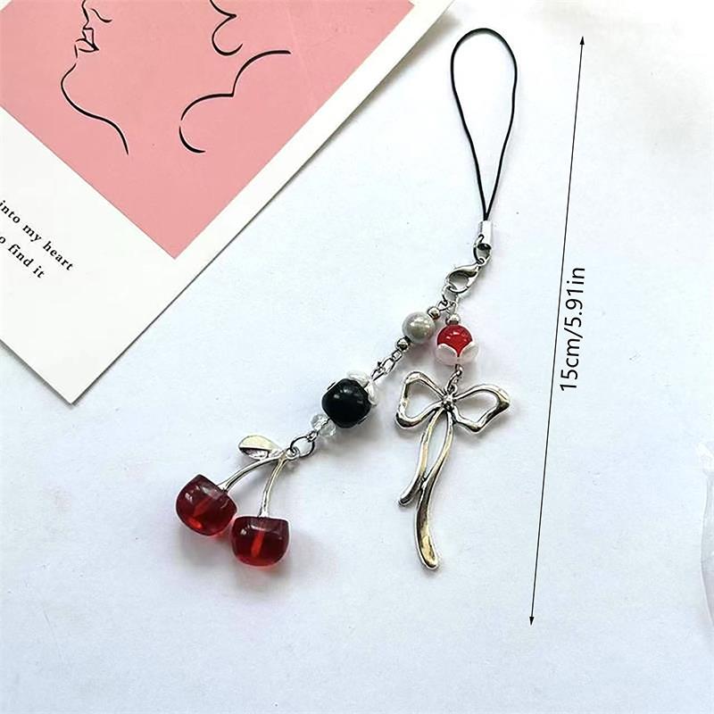 Cadena para Teléfono Móvil Llavero Colgante Lindo Cereza Dulce Lazo Estrella Hebilla Colgante Mochila Encanto Bolso Colgar Adorno Regalo para Niña