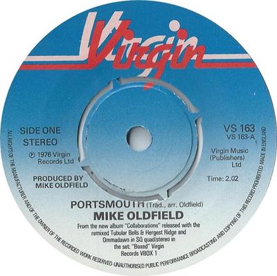 Disque 7 pouces MIKE OLDFIELD - Portsmouth VS163 Virgin 1976 US Rock Occasion
