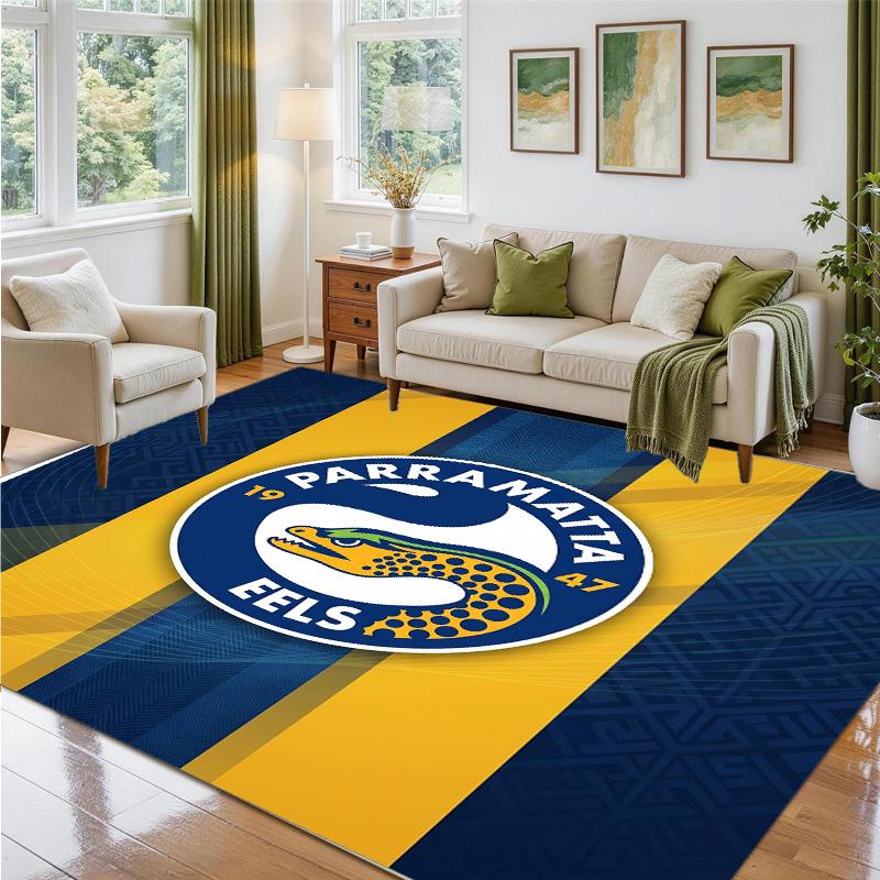 Parramatta Eels Design Crystal Velvet Rug Soft Decorative Mat for Bedroom Entrance