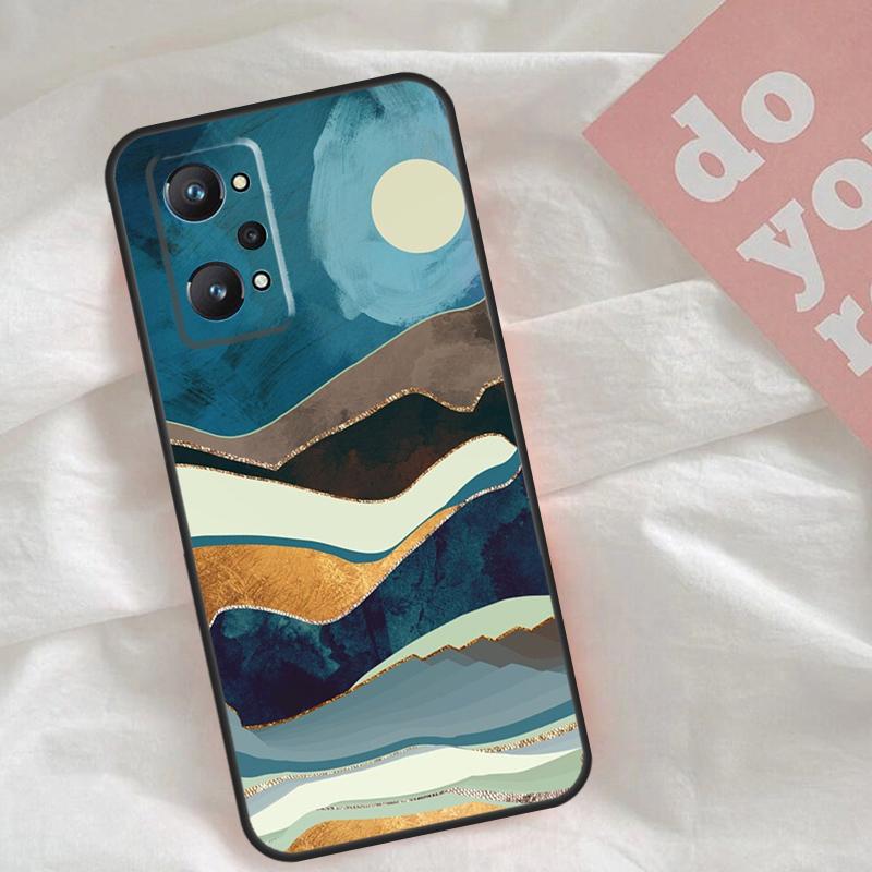 Gold Landscape Painting Case For Realme C51 C75 C63 C61 C55 C53 C35 C65 C67 C71 15 11 12 13 14 Pro Plus GT6 GT7 Pro