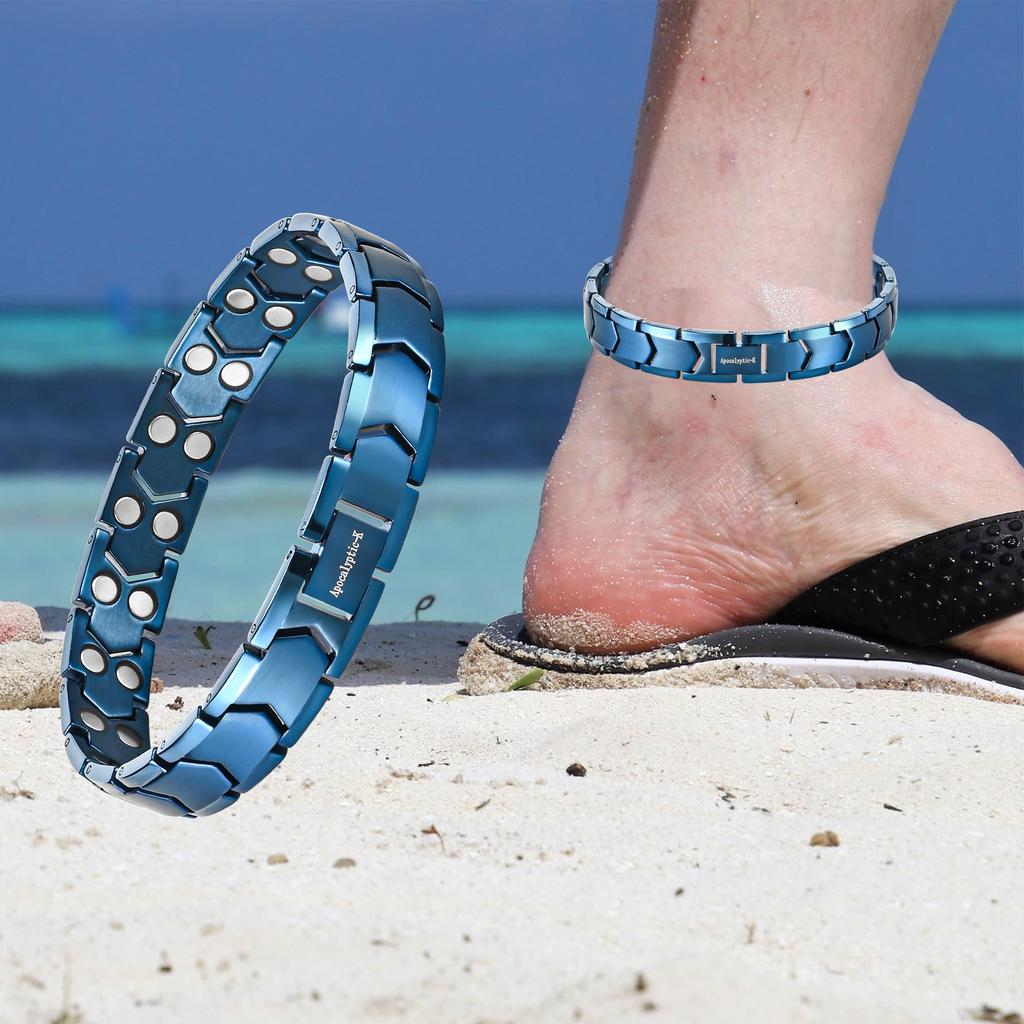 Magnetic Pure Titanium Suitable for Sensitive Double Row Magnetic Inch Magnetic [Apocalyptic-K] Men's Anklet, (light) Anklet, Skin, 25CM, Anklet,