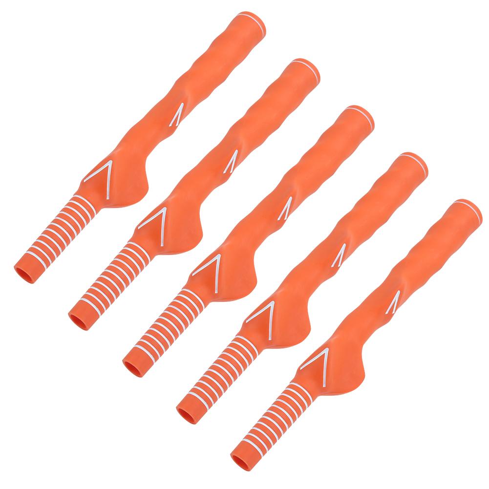 5PCS Golf Swing Club Hand Grip Rubber Beginner Practice Training Correction AccessoryHole Diameter 12.5mm Orange