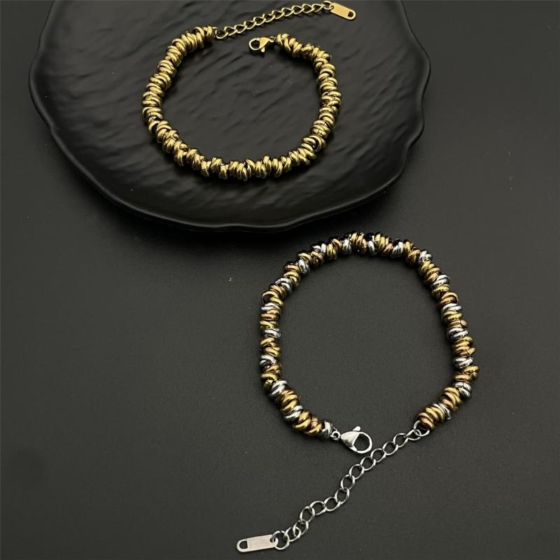 Retro Chain Bracelet in Stainless Steel with Lobster Clasp, Rounded Bead Links and Casual Daily Wear Looks for Styling