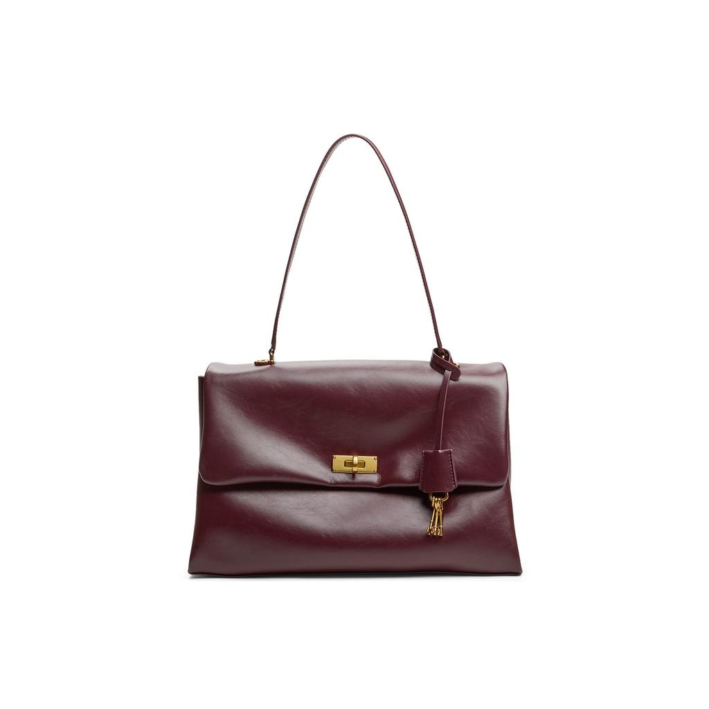 Charles & Keith Kerry Messenger Bag With Pendant Women Shoulder Bag Black Cream Burgundy CK2-20782514