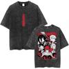 Washed Vintage Anime Chainsaw Man Makima Tshirt Mens Women Clothing Fashion Short Sleeve T Shirts Cotton Oversized Tshirts