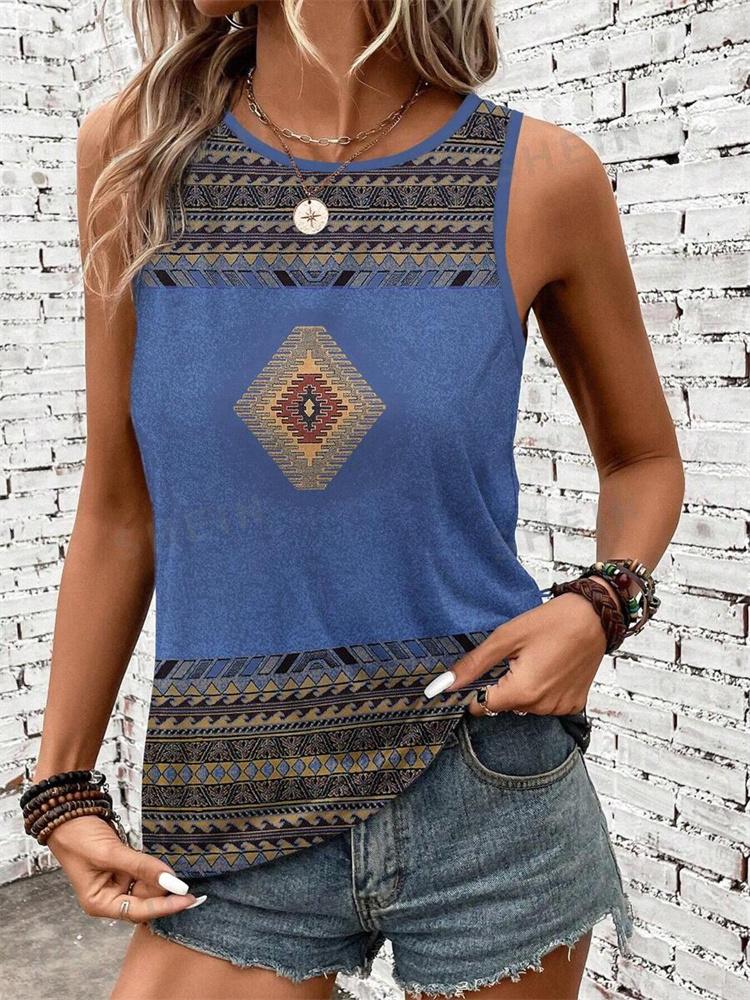 Outdoor Street Fashion Women's Sleeveless T-shirt Summer Casual Daily Crew Neck Tank Top Leopard Print Women's Elegant Tank Top