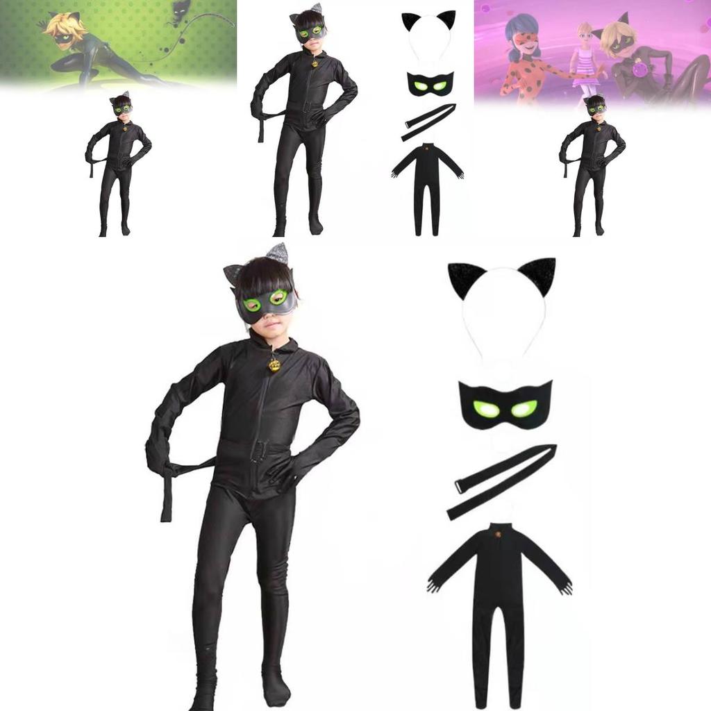 Miraculous Tales Of Ladybug Cat Noir Children Costume With Spandex For Anime Role Play