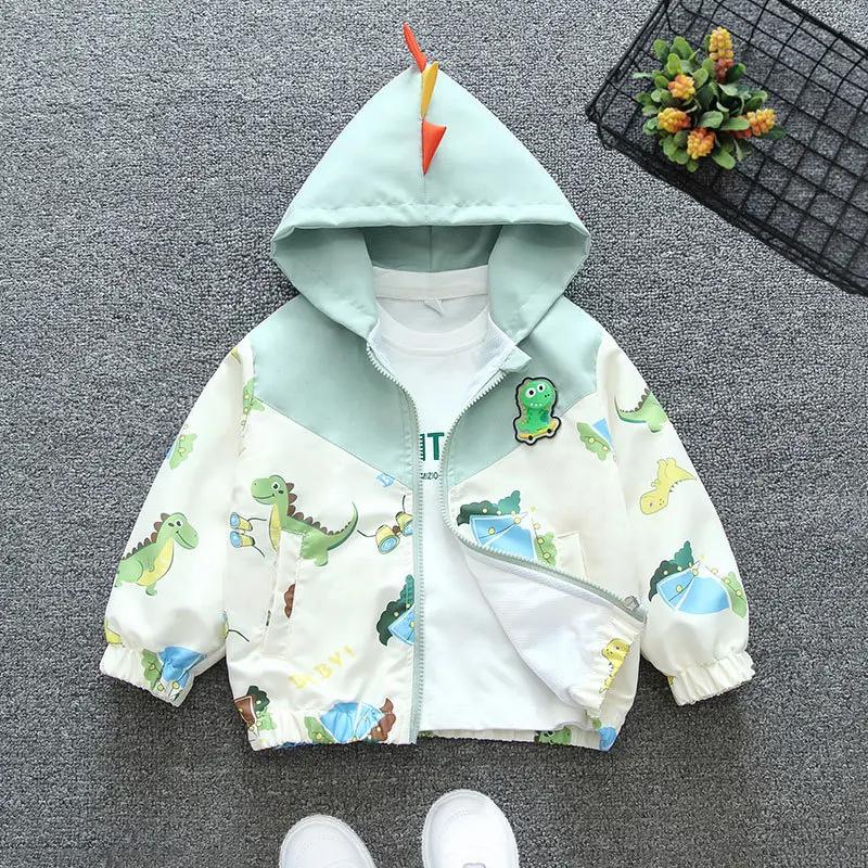 Toddler Hooded Jacket Dinosaur Cartoon Zip Coat Little Girls Boys Jacke Thin Cute for Spring Autumn