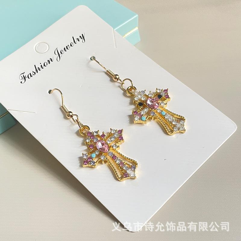 European and American Popular Jewelry, Rhinestone-inlaid Cross Necklace, Simple and Fashionable, Cross and Versatile Hanging