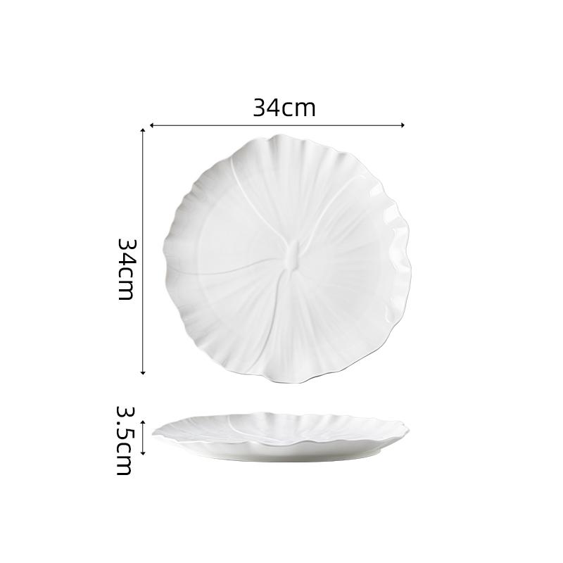 Pure White Flower Shape Ceramic Shallow Plate Steak Salad Plate Dessert Dish Sashimi Plate Molecular Cuisine Creative Tableware