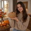 Knitted Christmas Pumpkin Ball and Woven Ornament Set for Home Decor