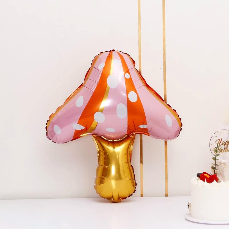 Cute Cartoon Red Pink Mushroom Aluminum Film Balloon Outdoor Camping Picnic Photo Birthday Party Decoration Arrangement