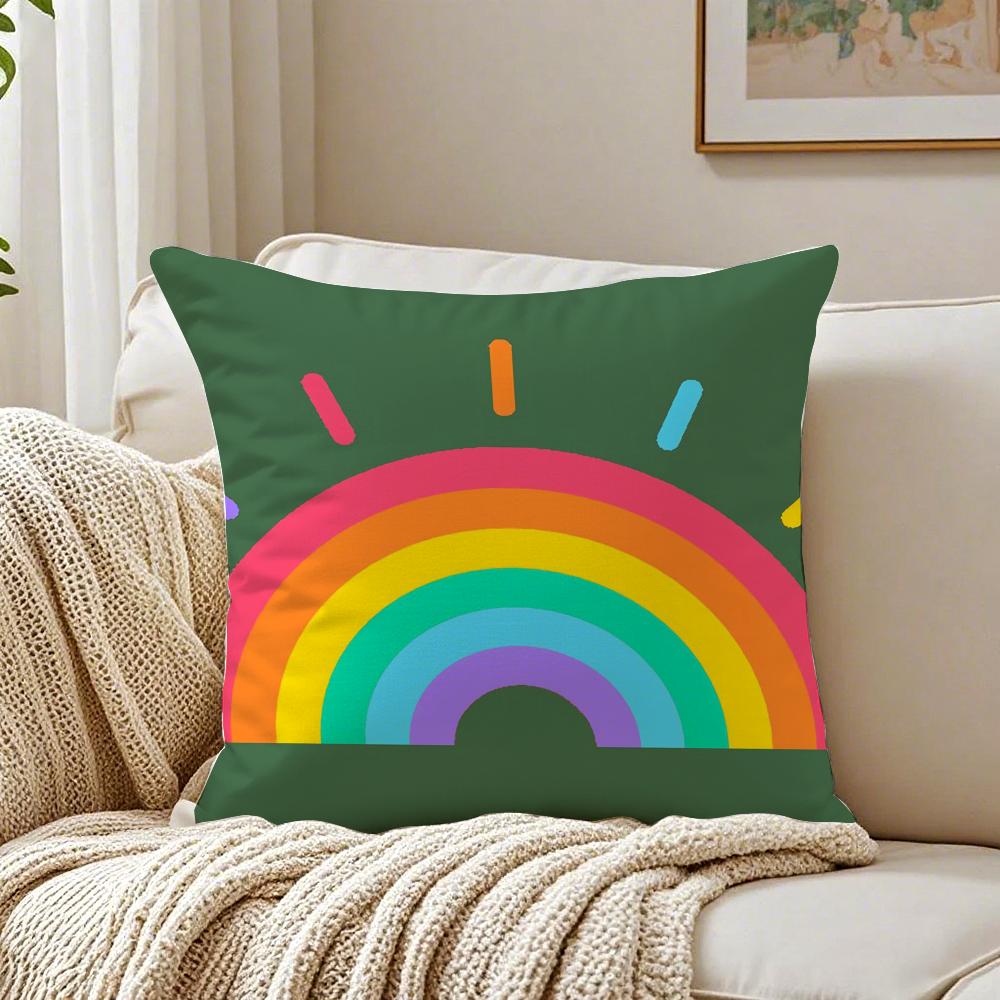 Warm Colorful Cheerful Art RRainbow Cushion Cover Pillowcase Antidustmite living Room Sofa Decor Cushion Room