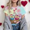 New Ladies Owl Cute Short Sleeve T-Shirt