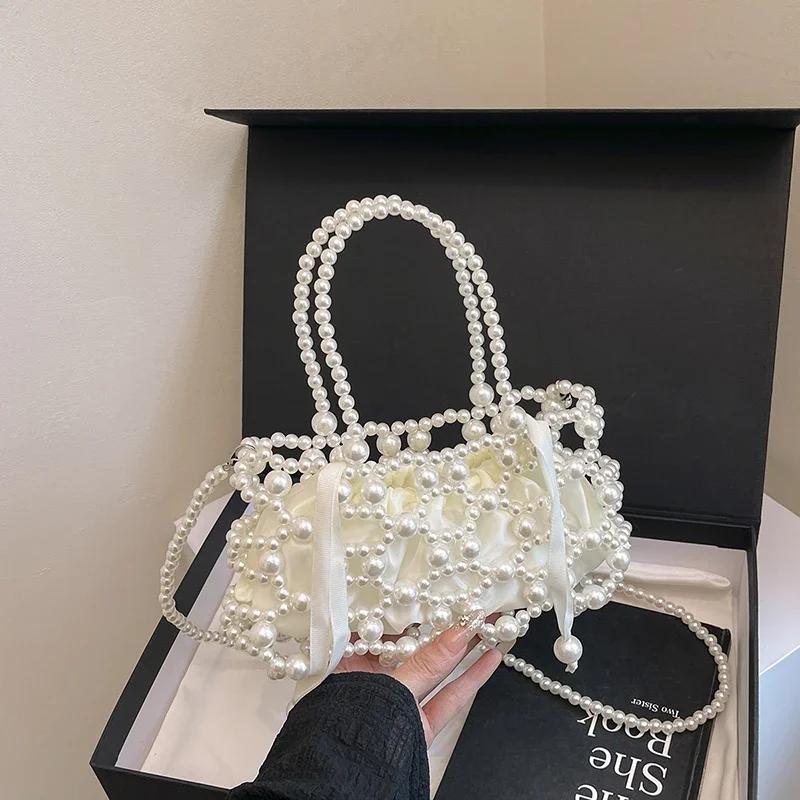 Spring Summer Fashi Hollow Out Beaded Shoulder & Crossbody Bags for Women 2026 String Sense of Luxury Grace Handbags