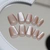 24 Pieces Pure Desire Cat's Eye Nude Wear Nail Small Short T Ballet Nail Flash White Fake Nail Wear Nail Can Be Mixed Batch