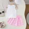  22/5000 Girls' Fashionable Two-piece Summer Children's Sweet Striped Top + Pleated Skirt Set
