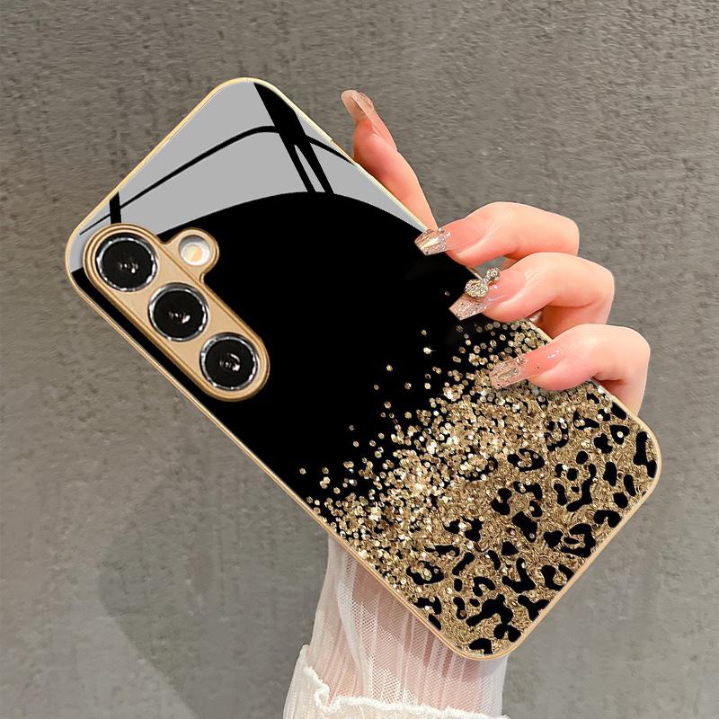 Shining Golden Galaxy Pattern Glass Phone Case for Samsung galaxyS26 S25 S24 S23 S22 S21 S20 FE Ultra Plus5Ganti-fall Back Cover