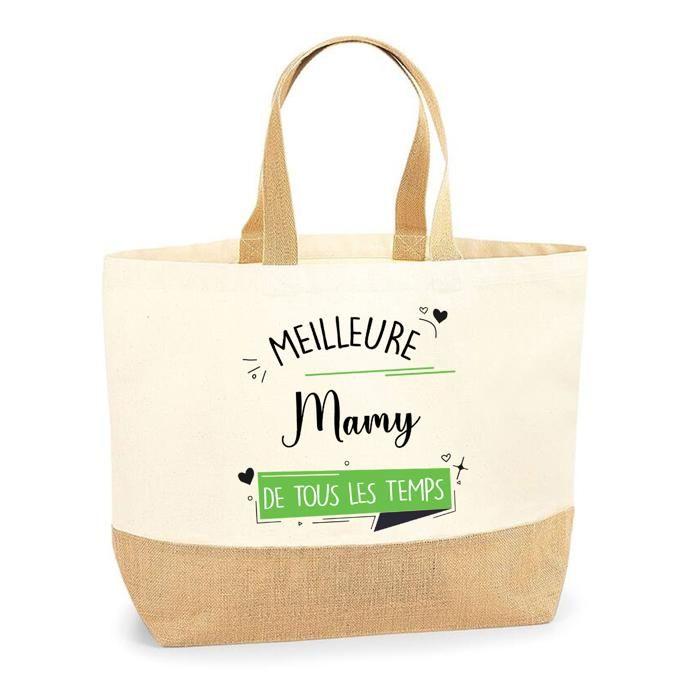 Tote bag en jute - PLANETEE - Mamy Meilleure de tous les temps - Imprimé en France - Poignées solides - Éco-responsable