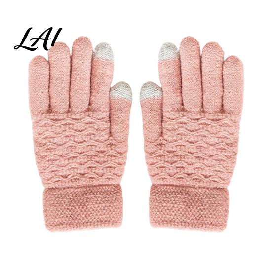 Double Layer Heat Storage Gloves 1 Pair Winter Warm Fleece Lined for Women Men Cold Resistant Weather Thermal Gloves Thickened Knit Touchscreen
