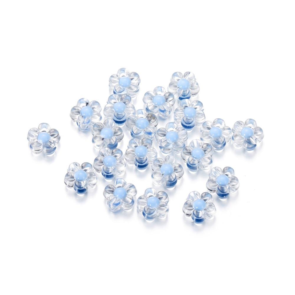 50pcs/Lot Colorful Transparent Acrylic Flower Beads Spacer Loose Beads for DIY Bracelet Necklace Jewelry Making Accessories