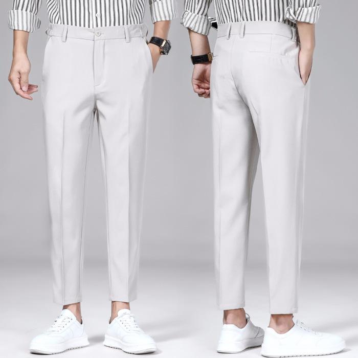 Stretch Soft Pants for Men Summer Thin Elastic Waist Business Fashion Slim Casual Formal Trousers Male Brand Clothes