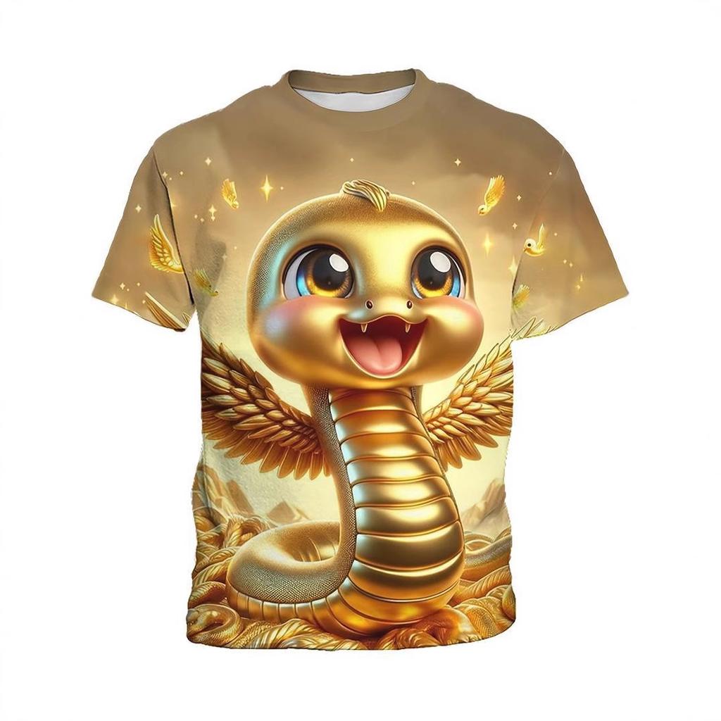 Tier Schlange 3D-gedruckte T-Shirts Lässig und Bequem Kurzärmelig Kinder Jungen T-Shirts