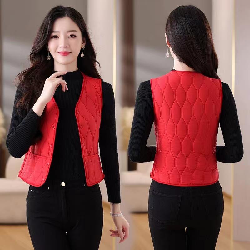 Autumn and Winter Down Cotton Vest Thickened New Velvet Light and Slim Liner Short Vest