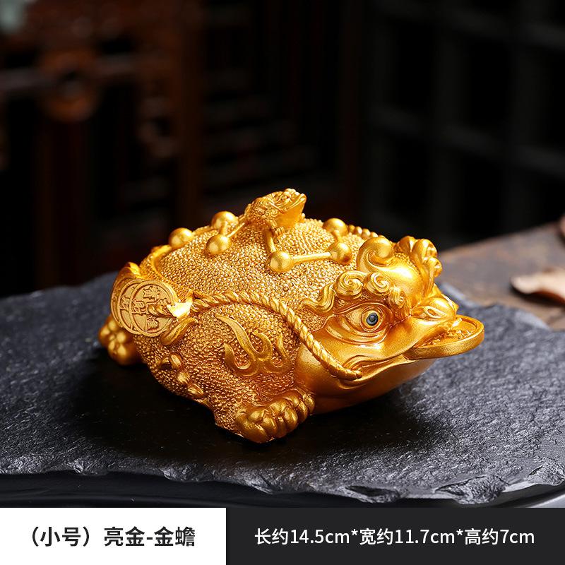 Resin Creative Ashtray Golden Toad with Lid Chinese Style Anti Fly Ash Household Decoration Tea Table Ashtray