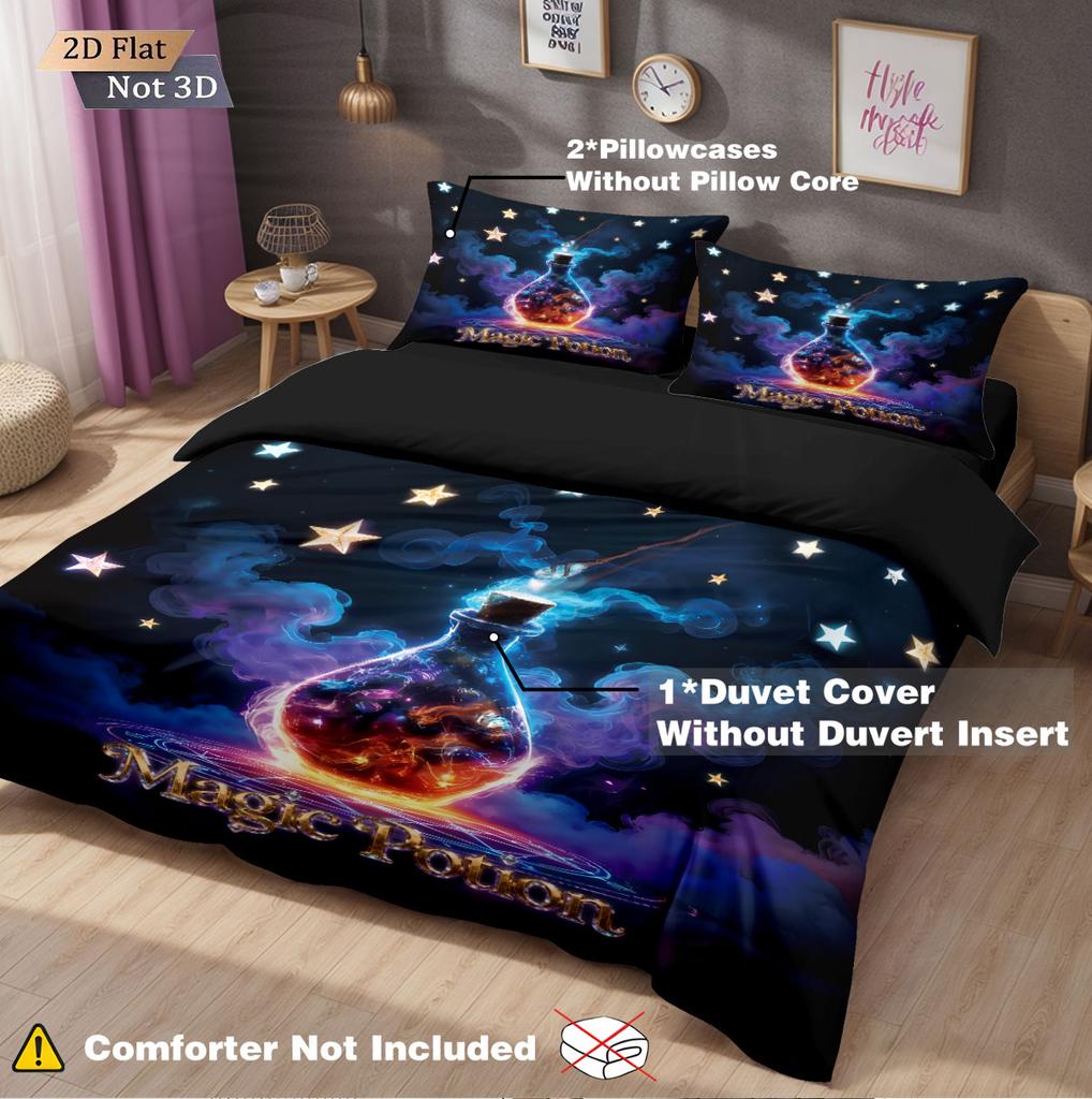 3pcs Magic Potion Core Free Bedding Set Comfortable Multi Size Bedding Set for Bedroom and Dormitory Bedding, Machine Washable
