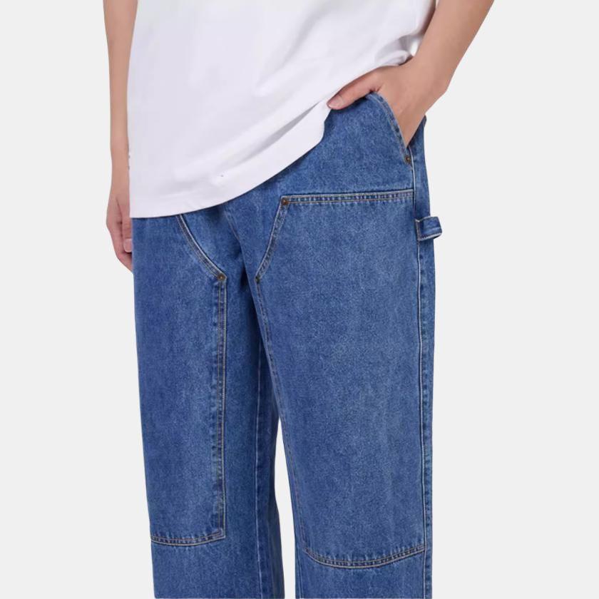 New Era SS25 Qing Teng High School Series Street Retro Straight Loose Casual Jeans Unisex jeans Denim-Blue 14529171