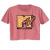 MTV 80s Muziektelevisie Gele Krijt Kladderlogo Dames Crop Top T-shirt