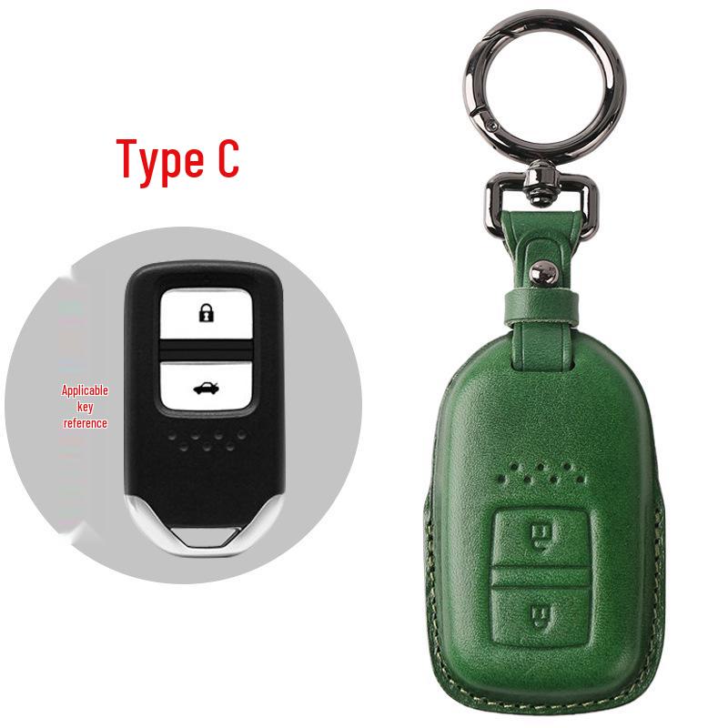 Genuine Leather Key Case for Honda Civic 11th Gen, Accord, Lingpai, Crown Road, CRV - Handmade Cowhide Key Bag