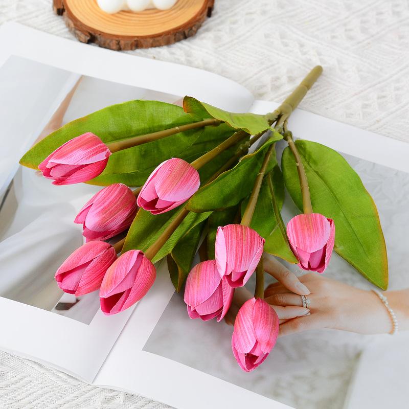 Tulip Simulation Flower Ome Living Room Offee Table Decoration Floral Arrangement Flower Tulip Bundle Garden Greening Project