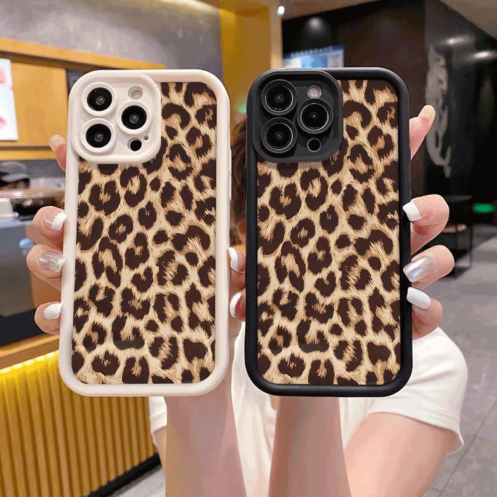 Brown Leopard Print Pattern Shockproof Phone Case for Xiaomi Redmi Note 14 13 12 11 10 9 8 7 Pro Anti-Slip Soft TPU Cover