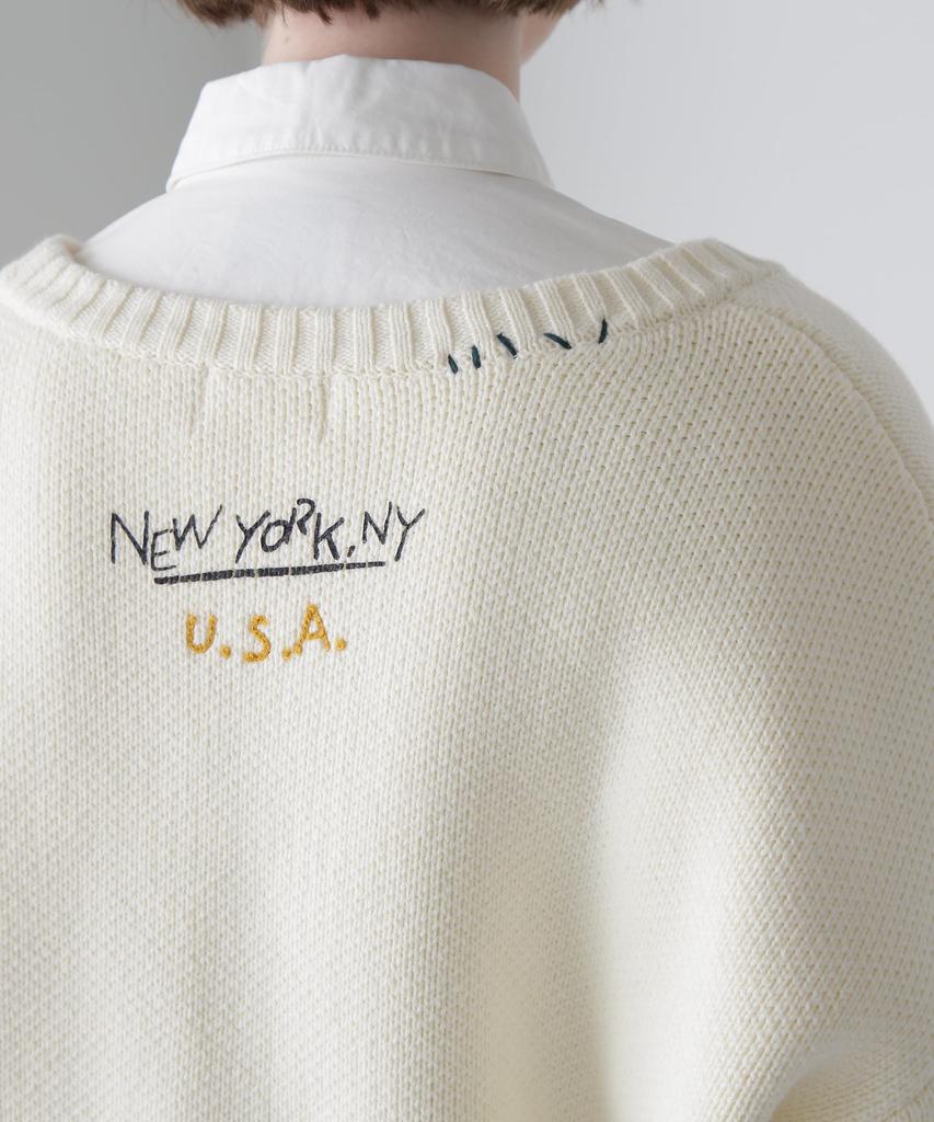 AVIREX HAND EMBROIDERY KNIT CARDIGAN Women's F 033 Off white 783-4241601