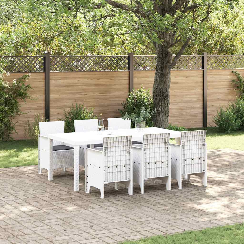 Garden Dining Set 7 pcs White Polypropylene