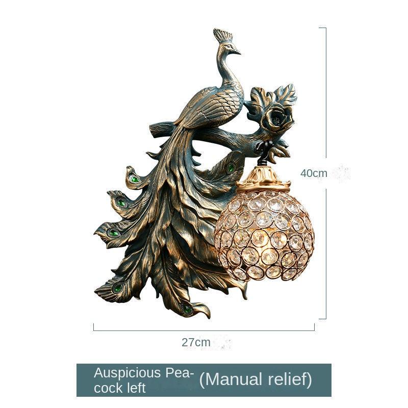 Retro Peacock Wall Lamp Living Room Bedroom Bedhead Background Wall Creative Decoration Wall Lamp