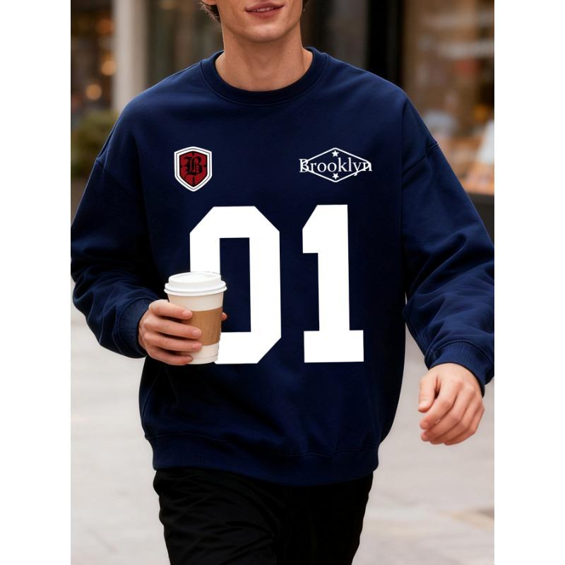 2026 Brooklyn Number 01 Print Male Sweatshirt Street Fashions Pullovers Autumn Oversized Tops Casual Crewneck Unisex Clothes